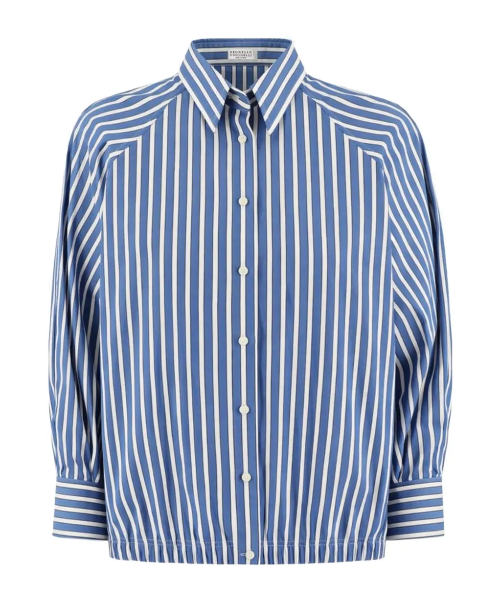Brunello Cucinelli Striped Long-Sleeve Shirt