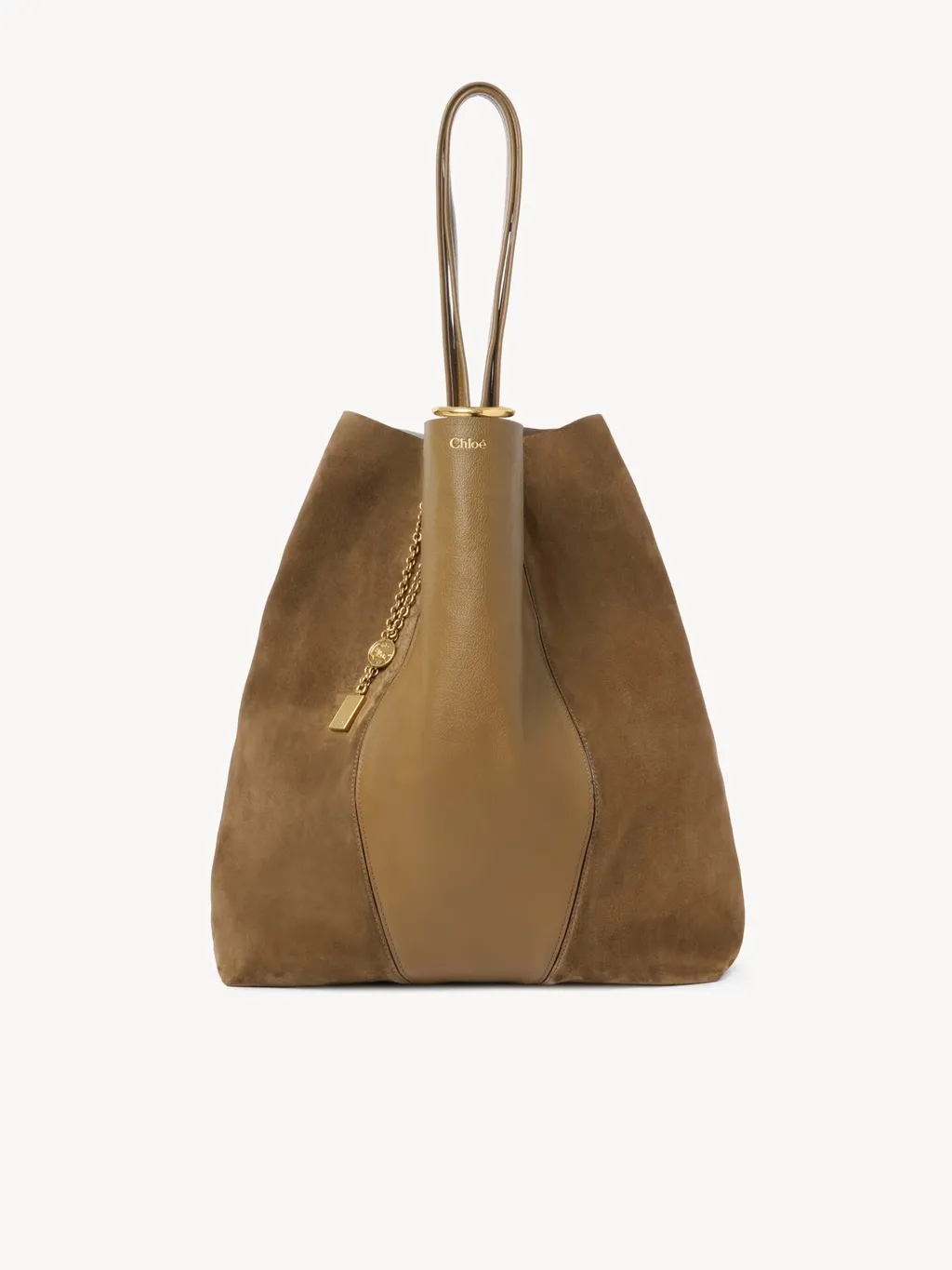 Large Chloé Spin Tote Bag In Grained And Suede Leather