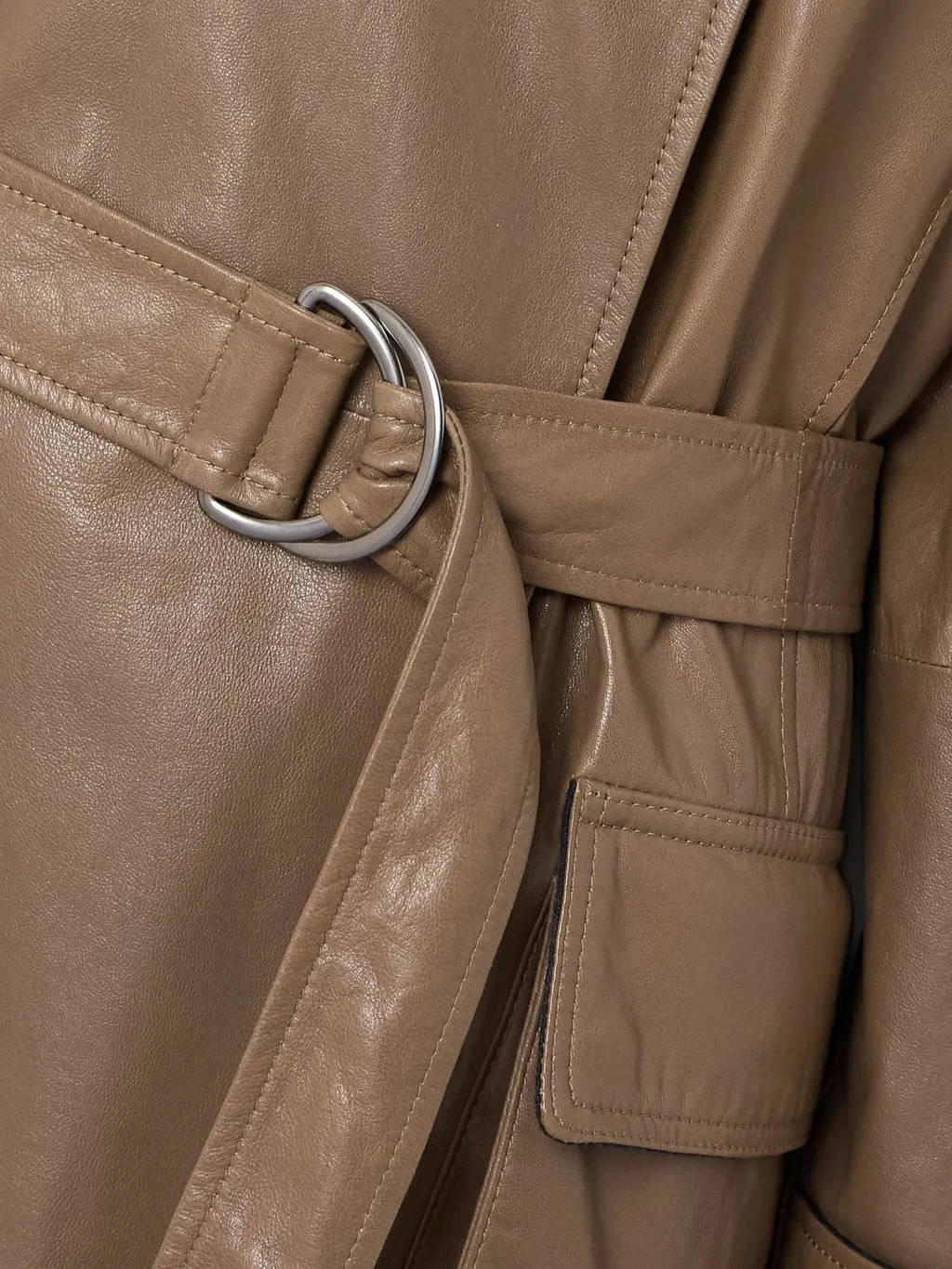 Belted Leather Trench Coat