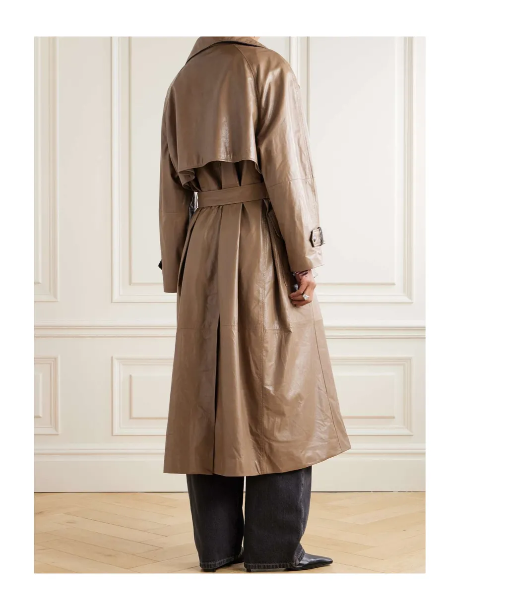 Belted Leather Trench Coat