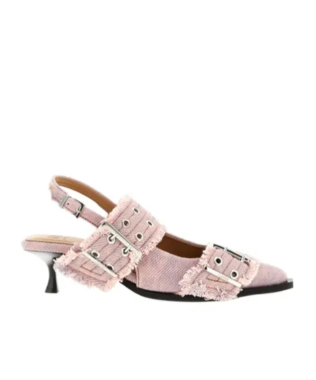 Ganni Buckle Fringed Slingback Pumps