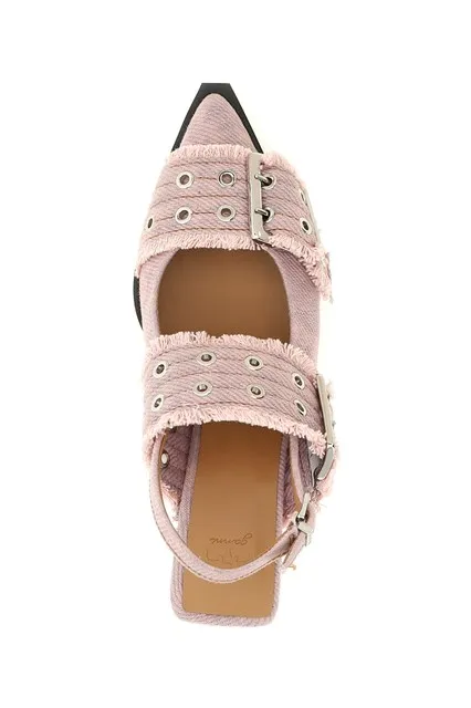 Ganni Buckle Fringed Slingback Pumps