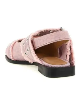 Ganni Fringed Buckle Flat Mules