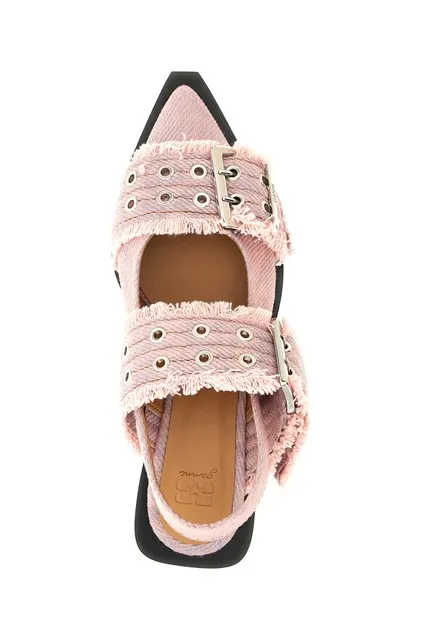 Ganni Fringed Buckle Flat Mules