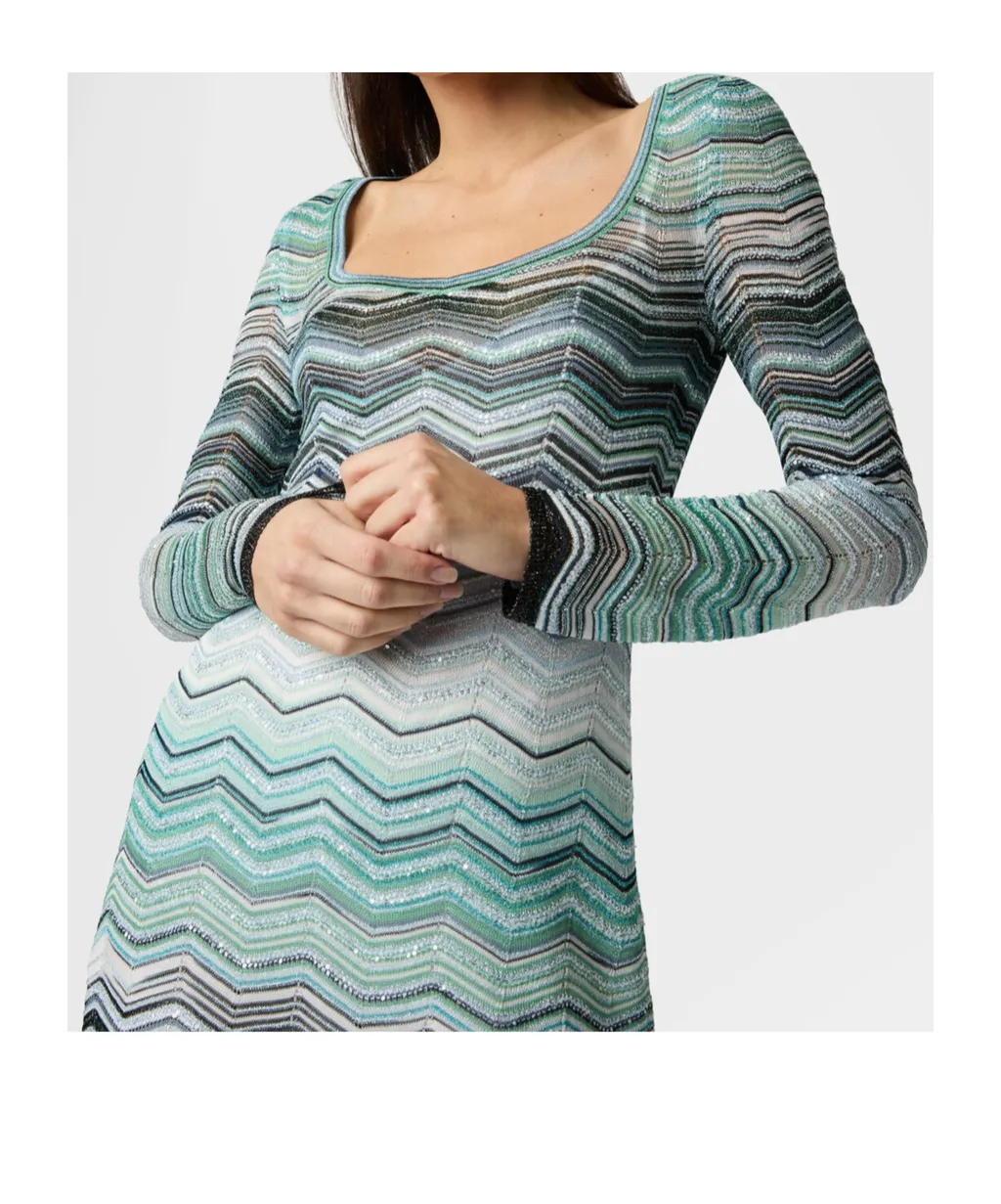 Missoni Chevron Lamé Mini Knitted Dress
