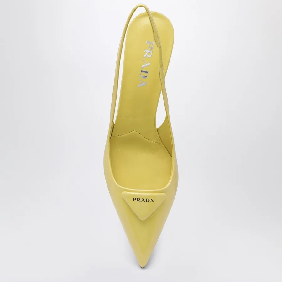 Pineapple-Coloured Patent Leather Slingback Pumps