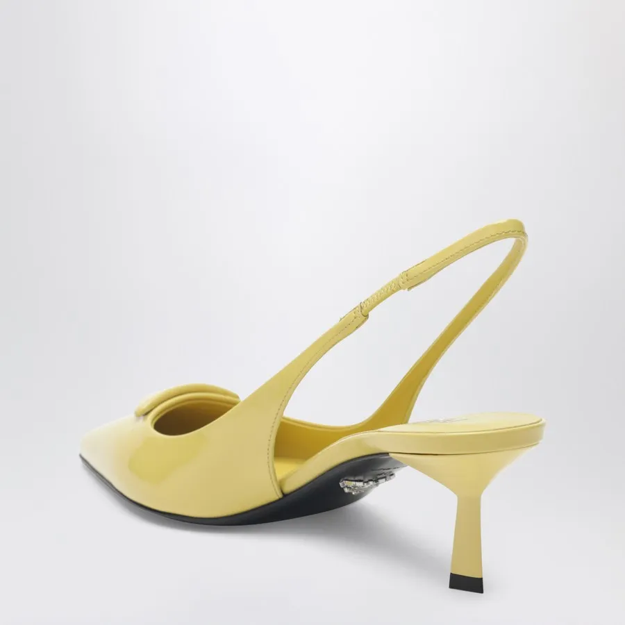 Pineapple-Coloured Patent Leather Slingback Pumps