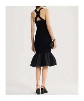 Ruffled-Hem Midi Dress