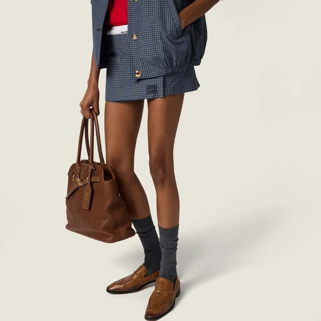 Checked Technical Fabric Mini Skort