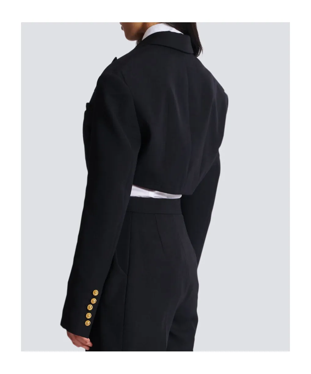 Balmain Cropped Grain De Poudre Jacket