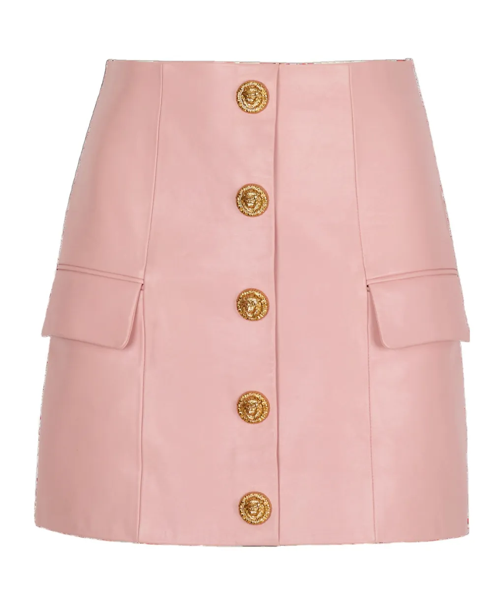 Balmain Buttoned Mini Leather Skirt