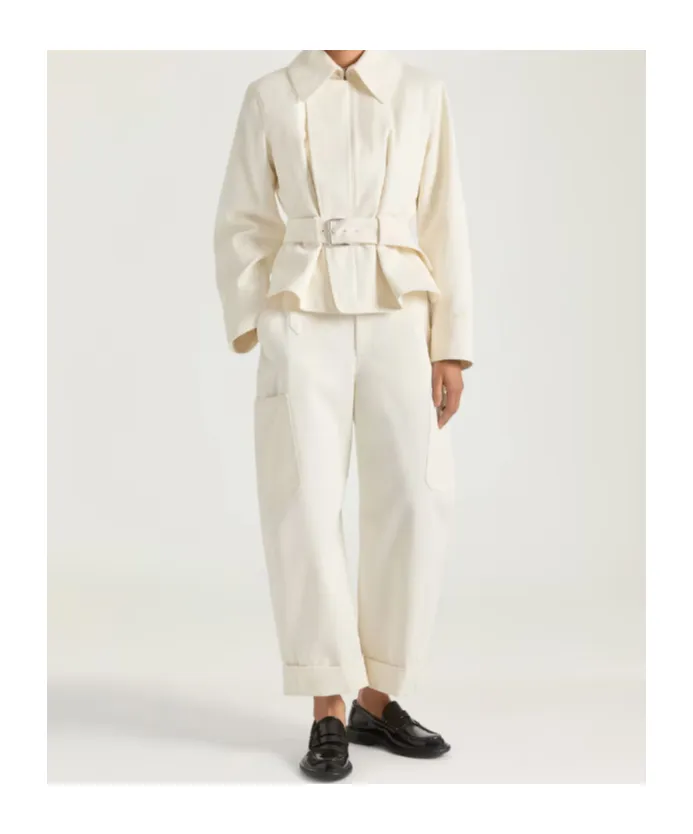 Cocoon Cropped Cargo Pants In Cotton And Wool