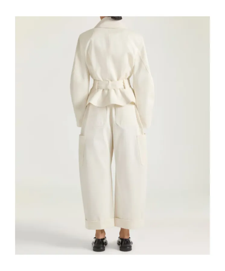 Cocoon Cropped Cargo Pants In Cotton And Wool