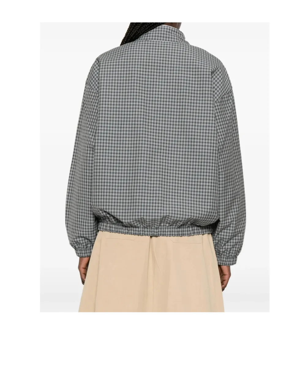 Check-Pattern Zip-Fastening Jacket