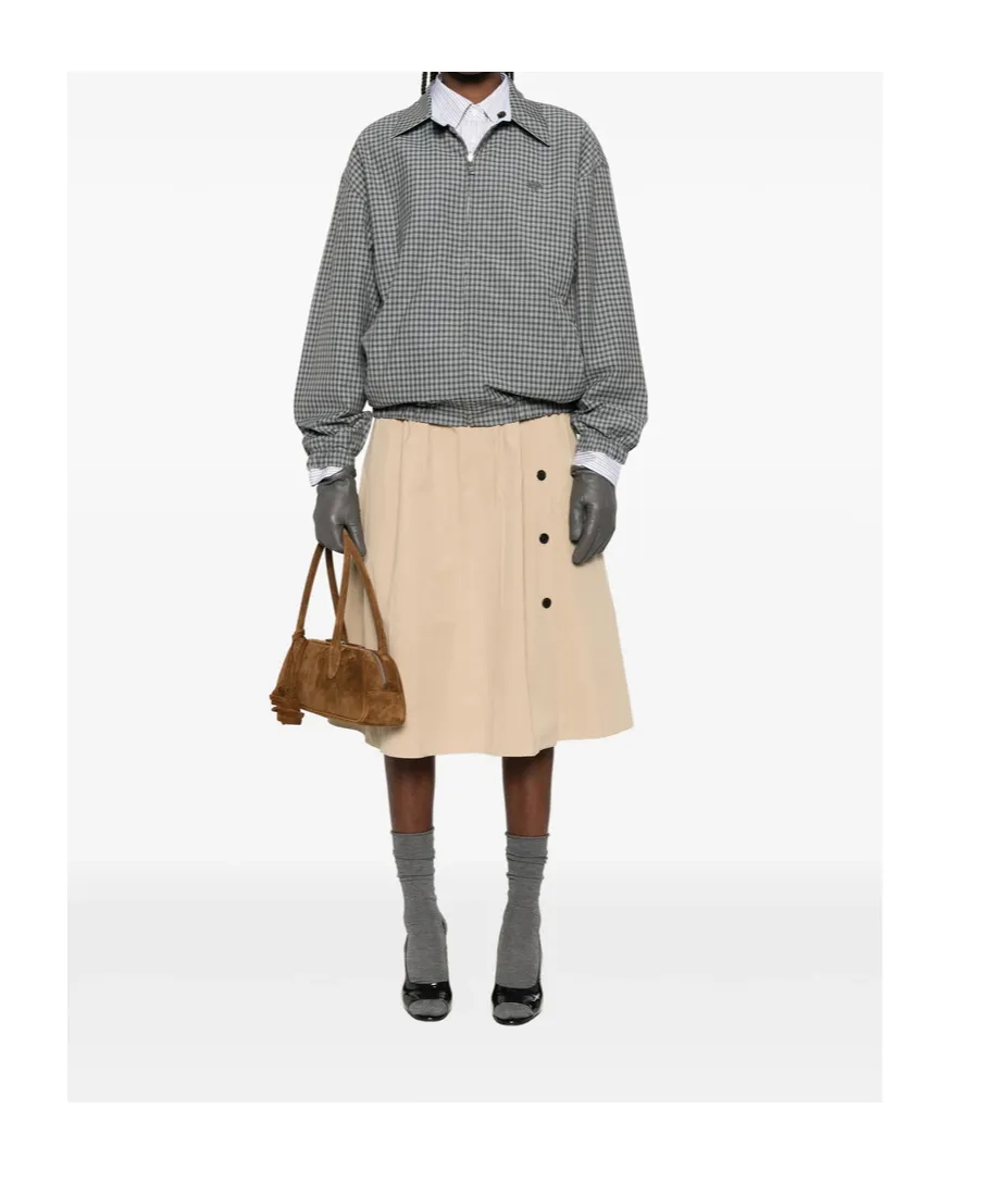 Check-Pattern Zip-Fastening Jacket