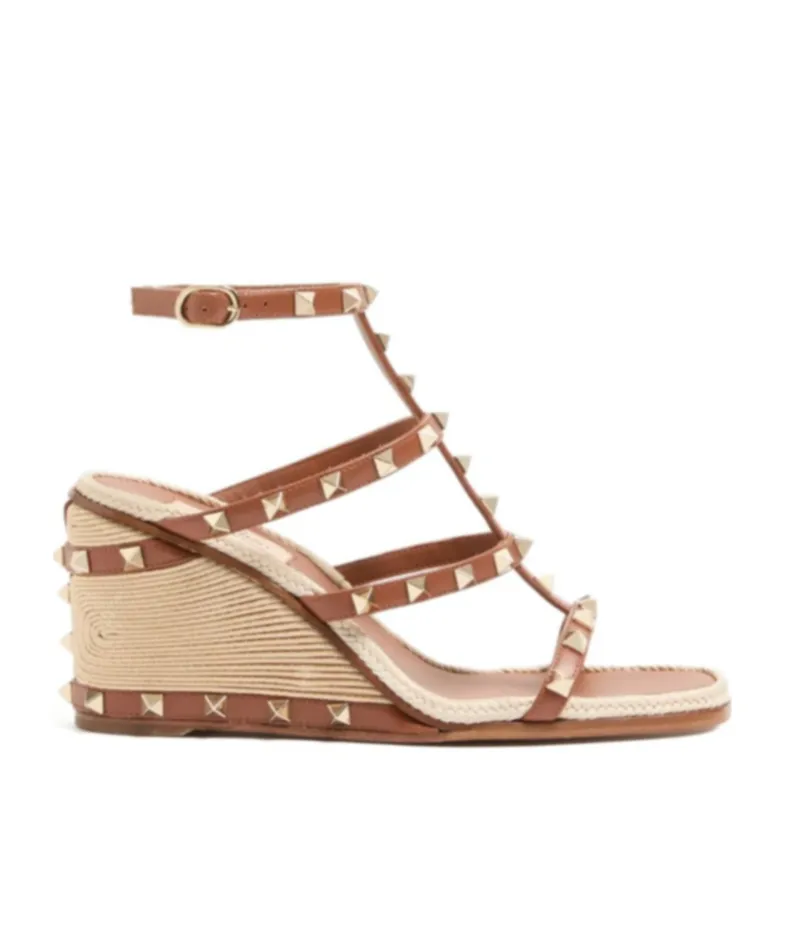 Valentino Garavani Rockstud Open Toe Wedge Sandals