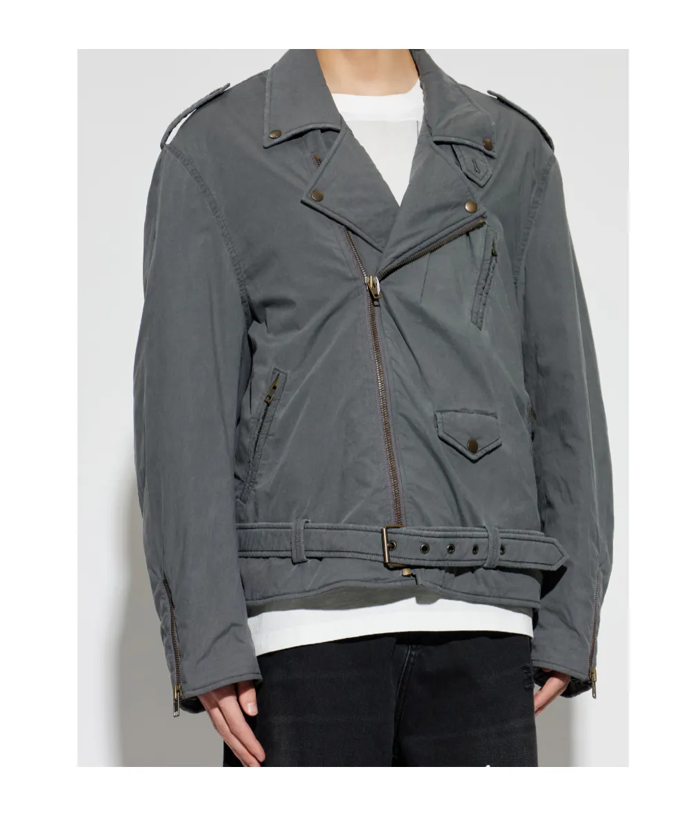 Mm6 Maison Margiela Belted Zip-Up Biker Jacket