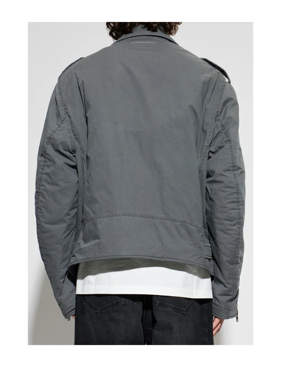 Mm6 Maison Margiela Belted Zip-Up Biker Jacket