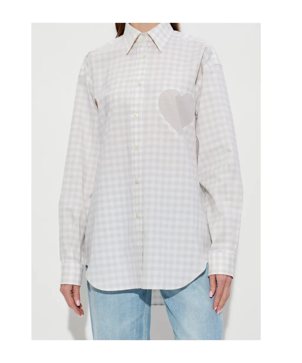 Moschino Checked Pattern Heart-Detail Shirt