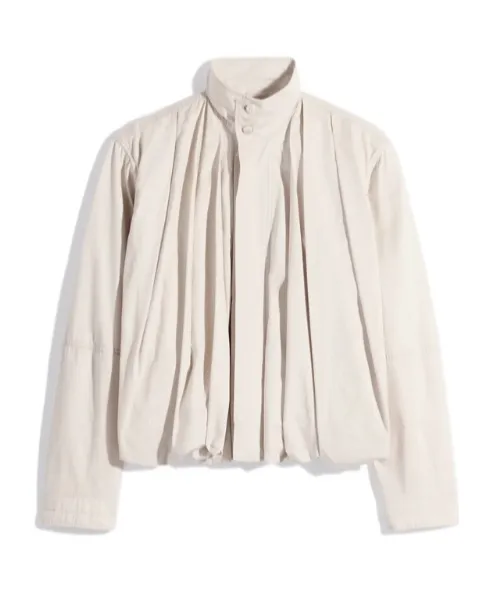 Soft Pleated Blouson In Light Cotton Satin