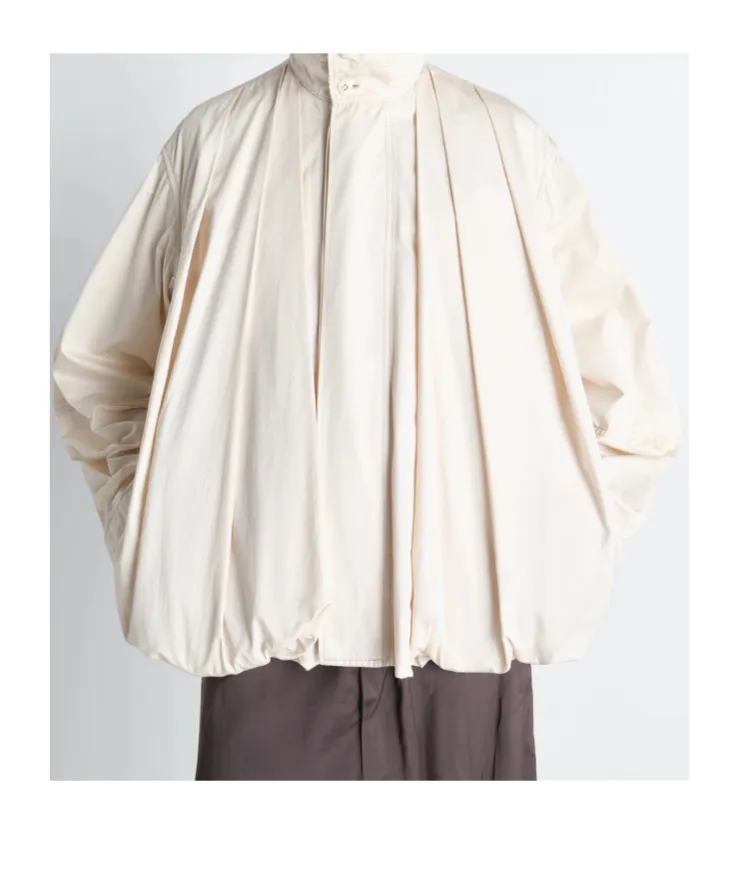 Soft Pleated Blouson In Light Cotton Satin