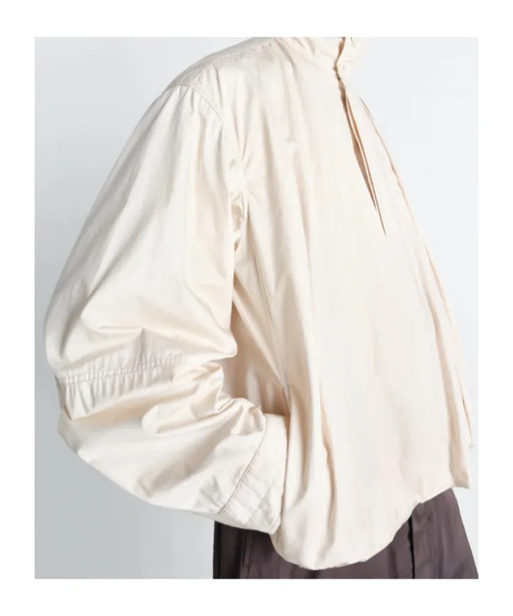 Soft Pleated Blouson In Light Cotton Satin