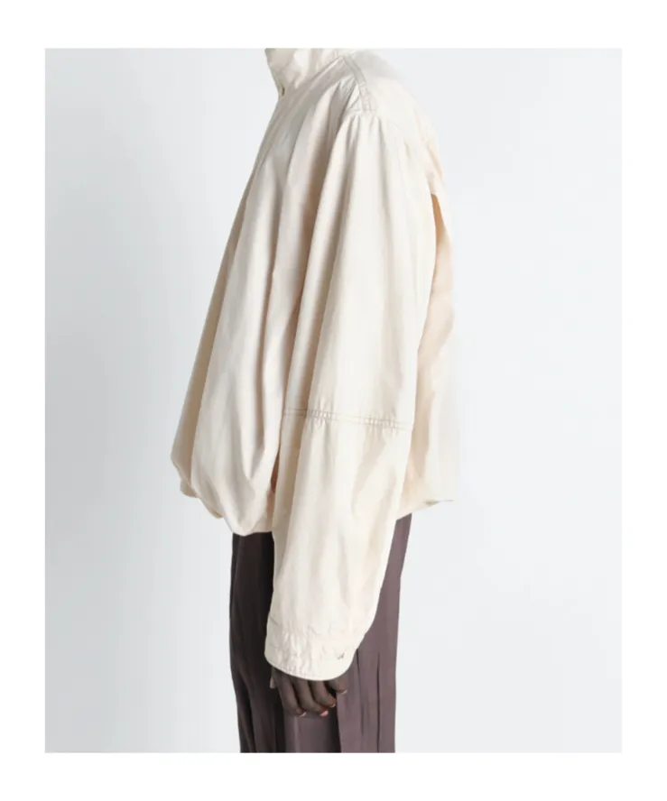 Soft Pleated Blouson In Light Cotton Satin