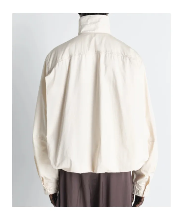 Soft Pleated Blouson In Light Cotton Satin