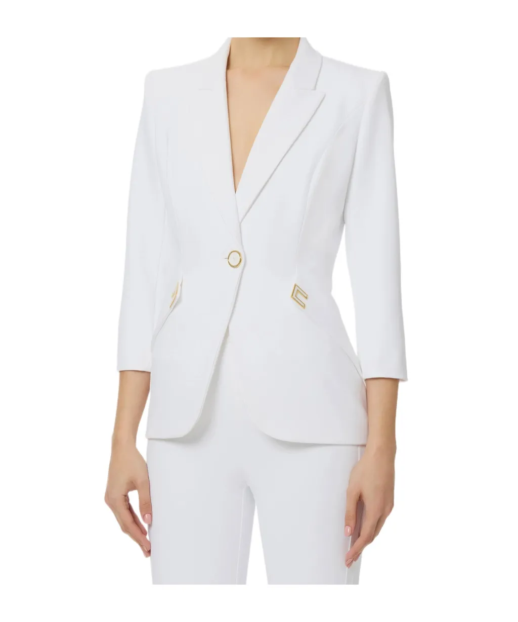Jacket In Double Layer Stretch CrÊPe Fabric With Logo Details