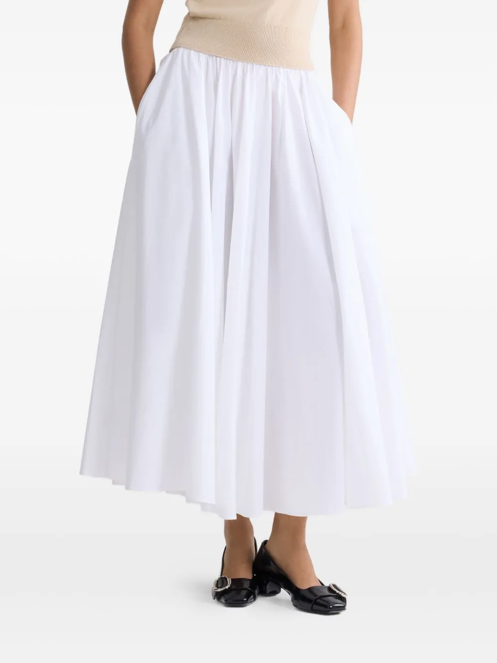 Elasticated-Waist Maxi A-Line Skirt