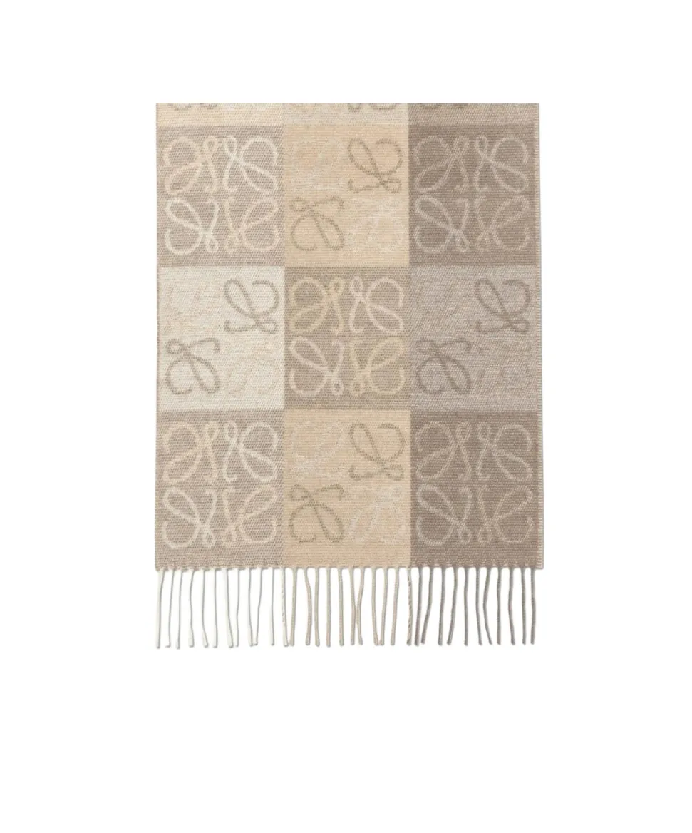 Loewe Checkerboard Fringed Edge Scarf