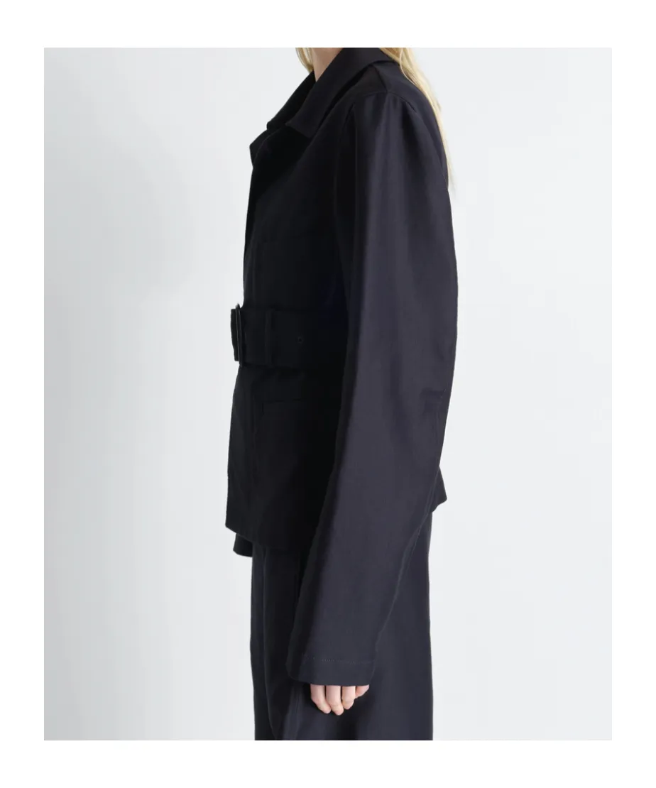 Belted Utility Jacket In Cotton Satin