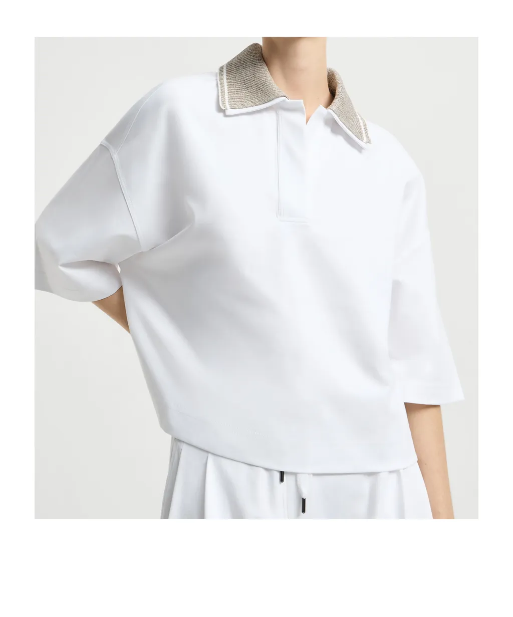 Sparkling Knit-Collar T-Shirt