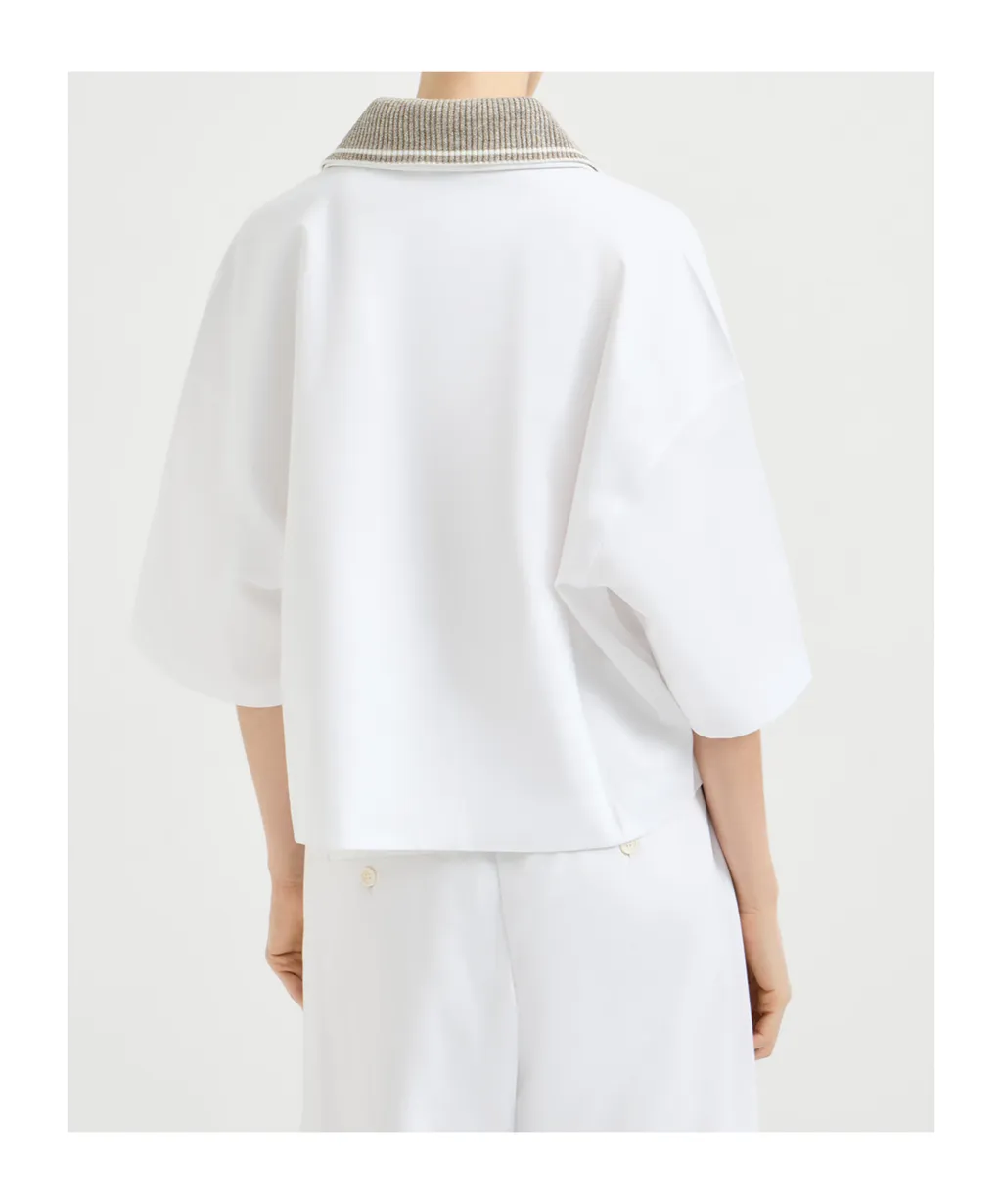 Sparkling Knit-Collar T-Shirt