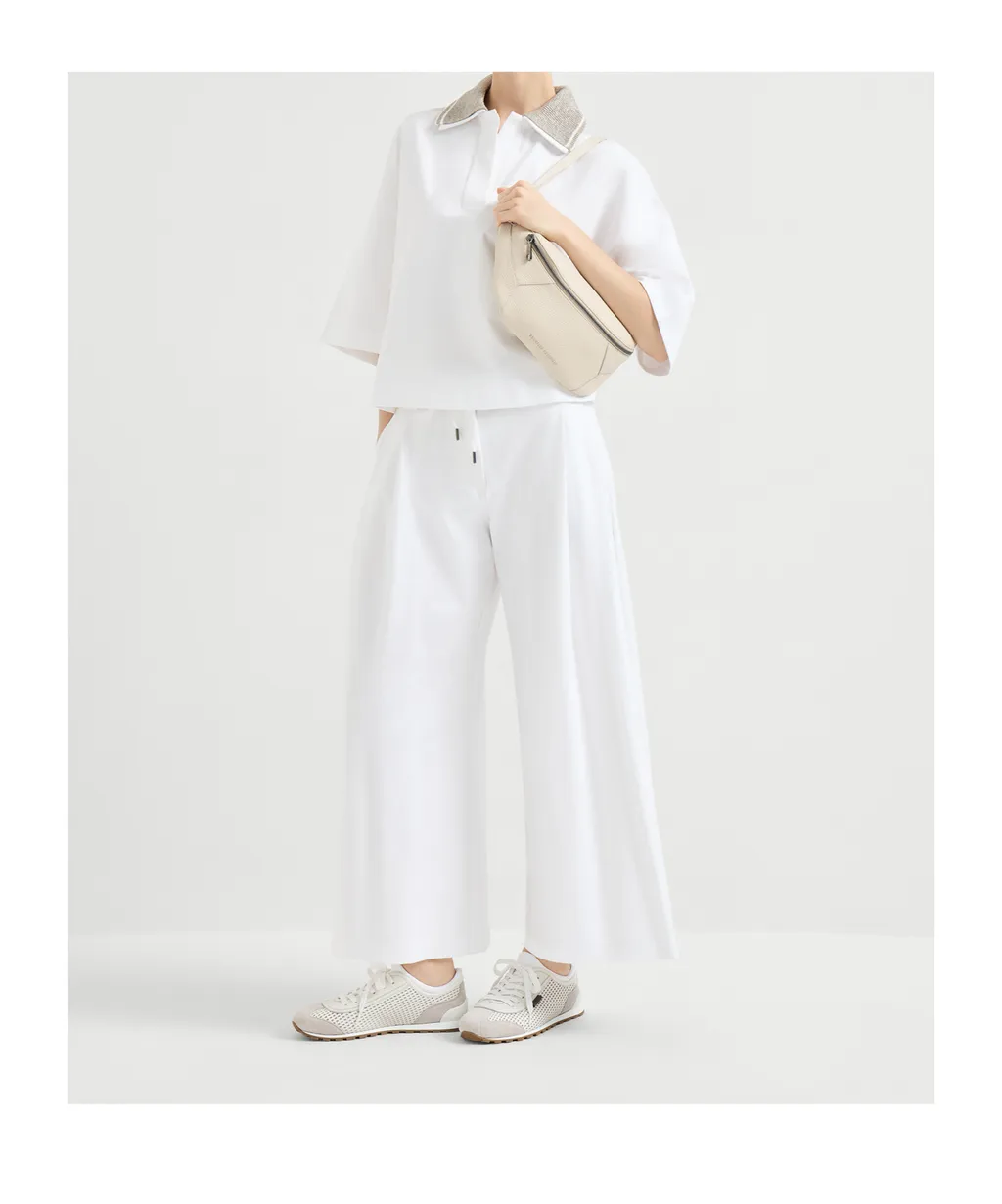 Sparkling Knit-Collar T-Shirt