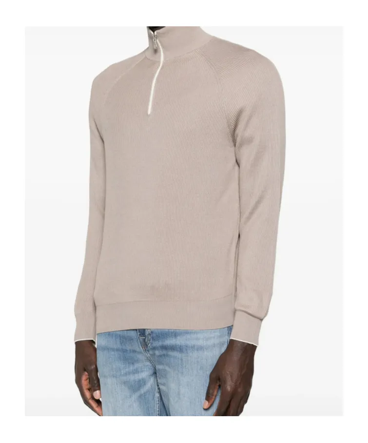 Ribbed Half-Zip Sweater