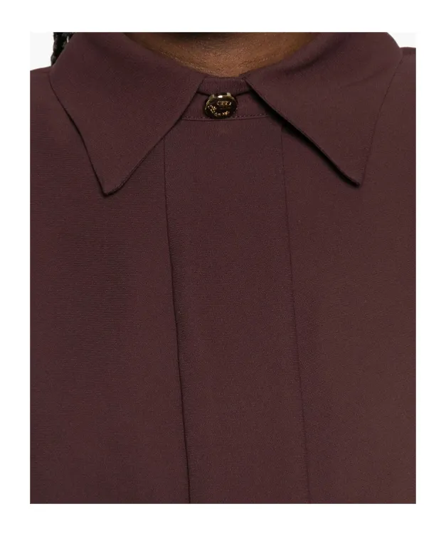 Collar Tie-Waist Blouse