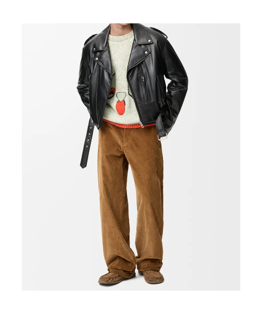 Long-Sleeved Leather Jacket