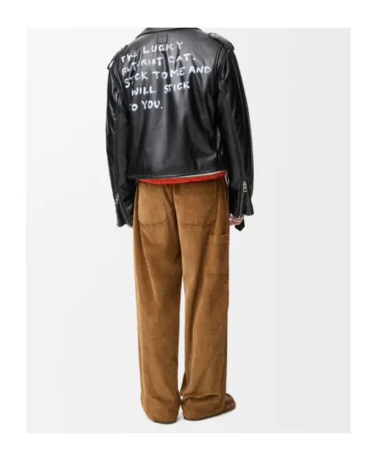Long-Sleeved Leather Jacket