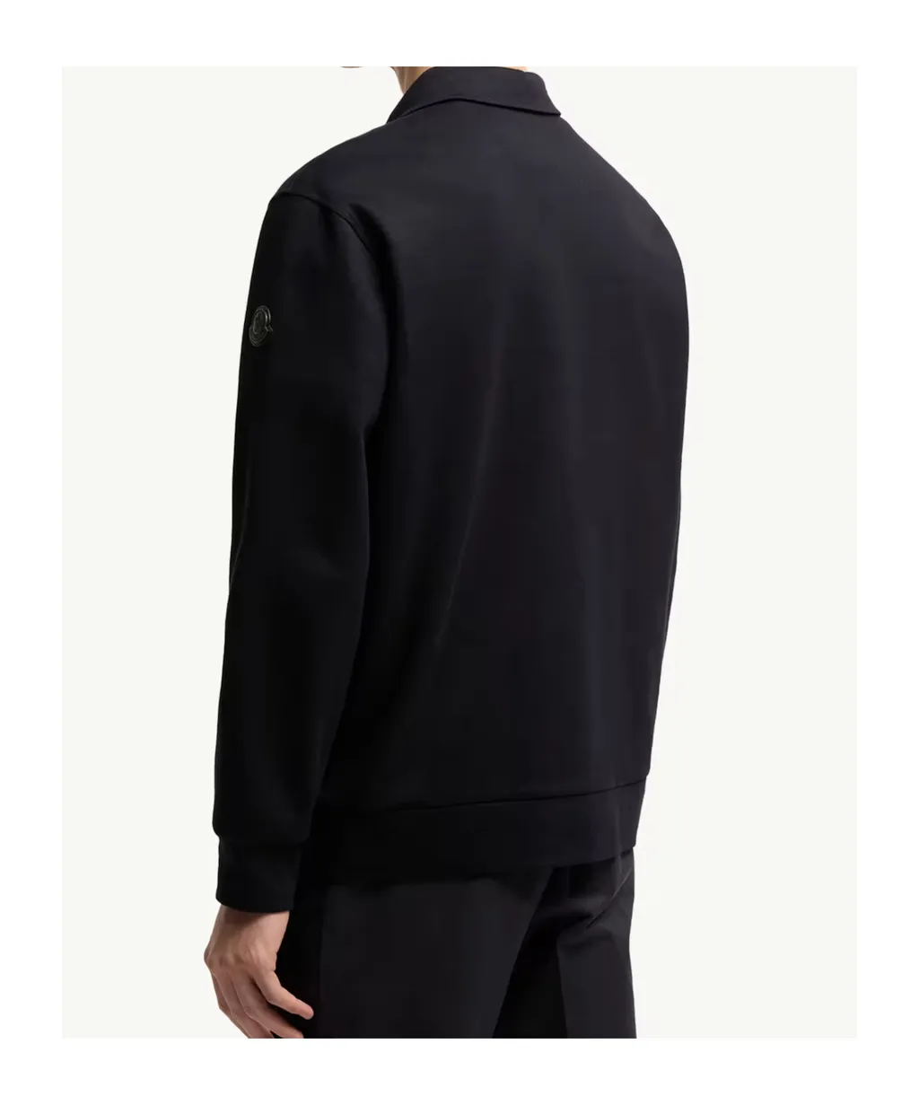 Leather Logo Cotton Blend Half-Zipper Sweatshirt