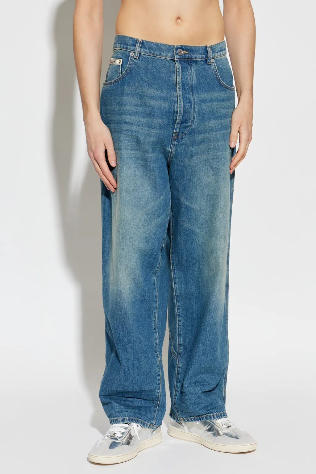 Moschino Vintage Effect Logo Patch Jeans