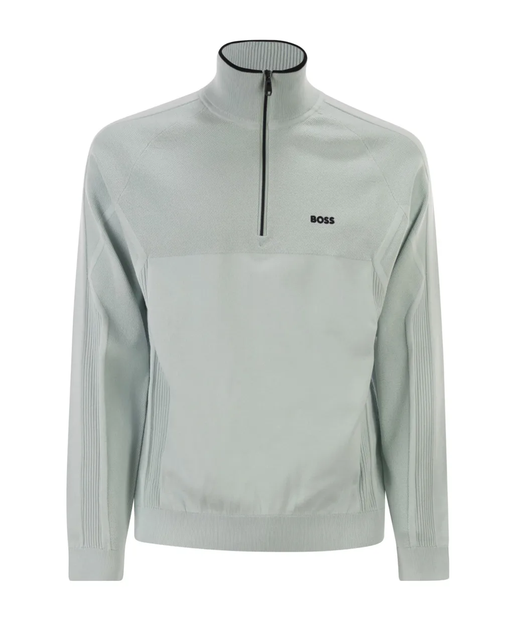 Boss Hugo Boss Zip Detailed High Neck Jumper