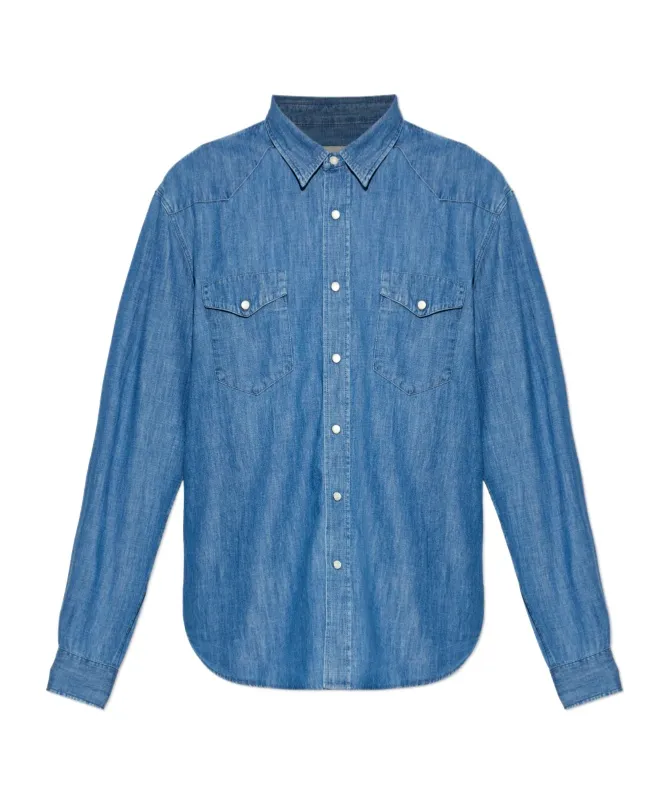 Chambray Chest-Pocket Buttoned Shirt