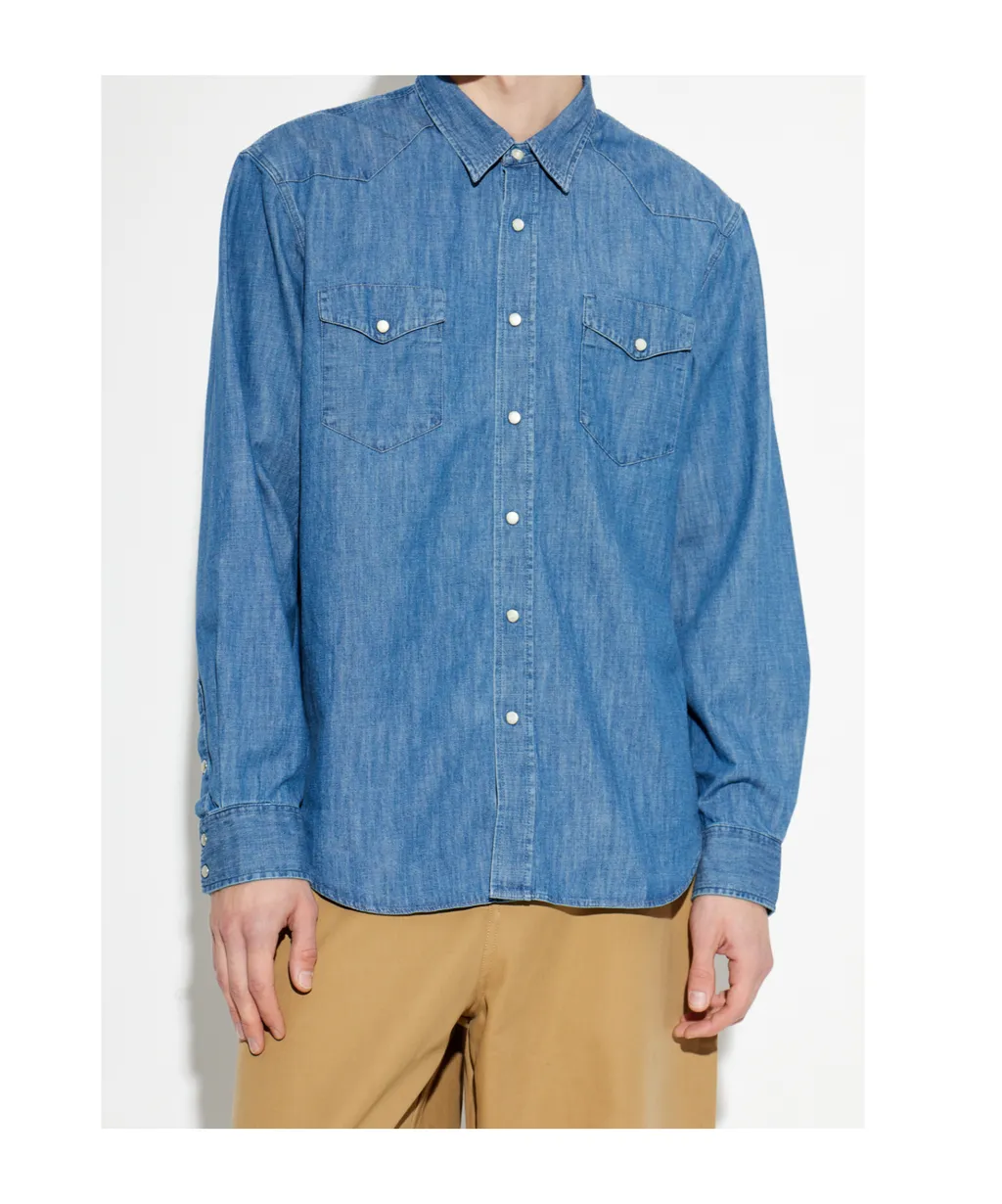 Chambray Chest-Pocket Buttoned Shirt