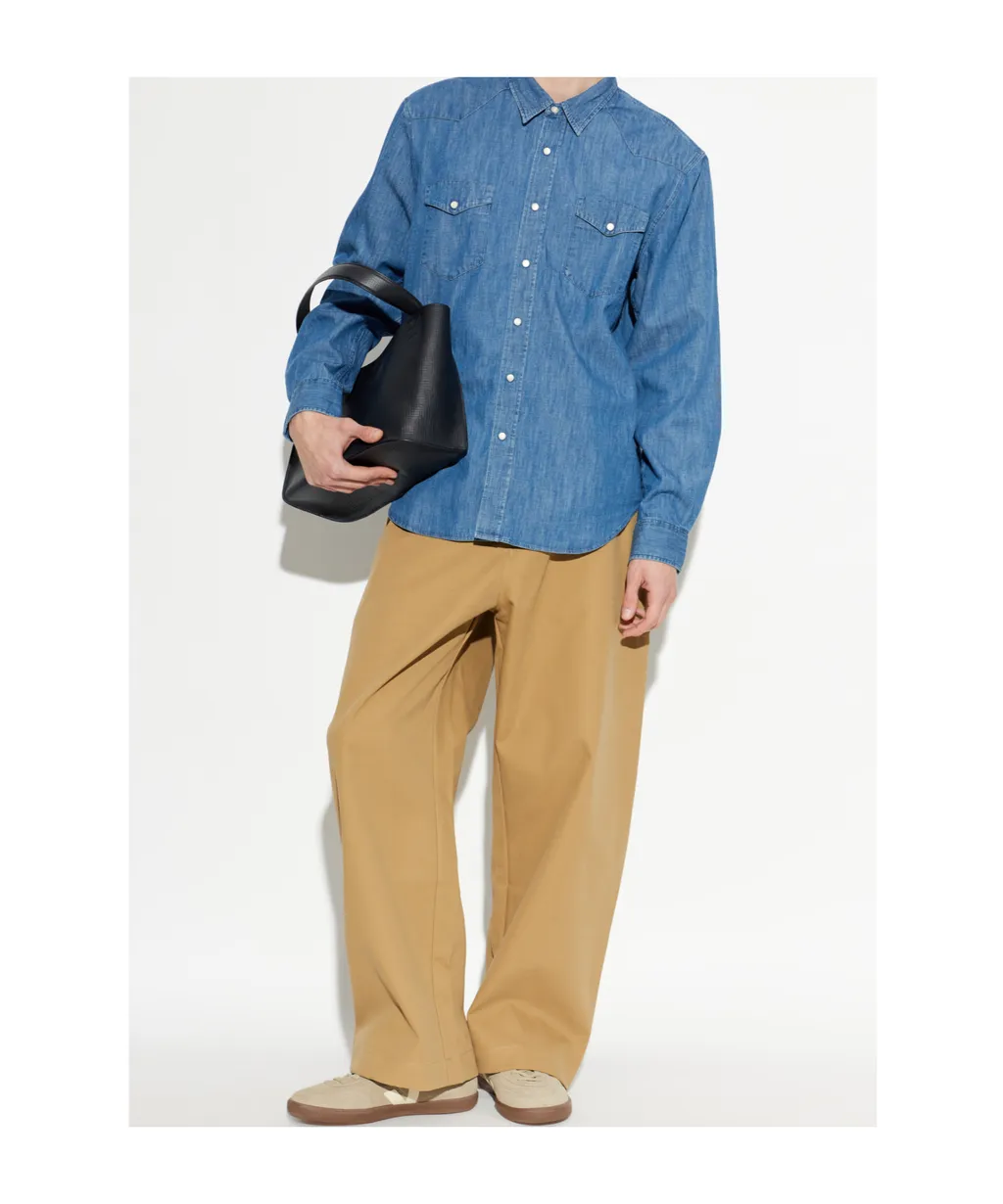Chambray Chest-Pocket Buttoned Shirt