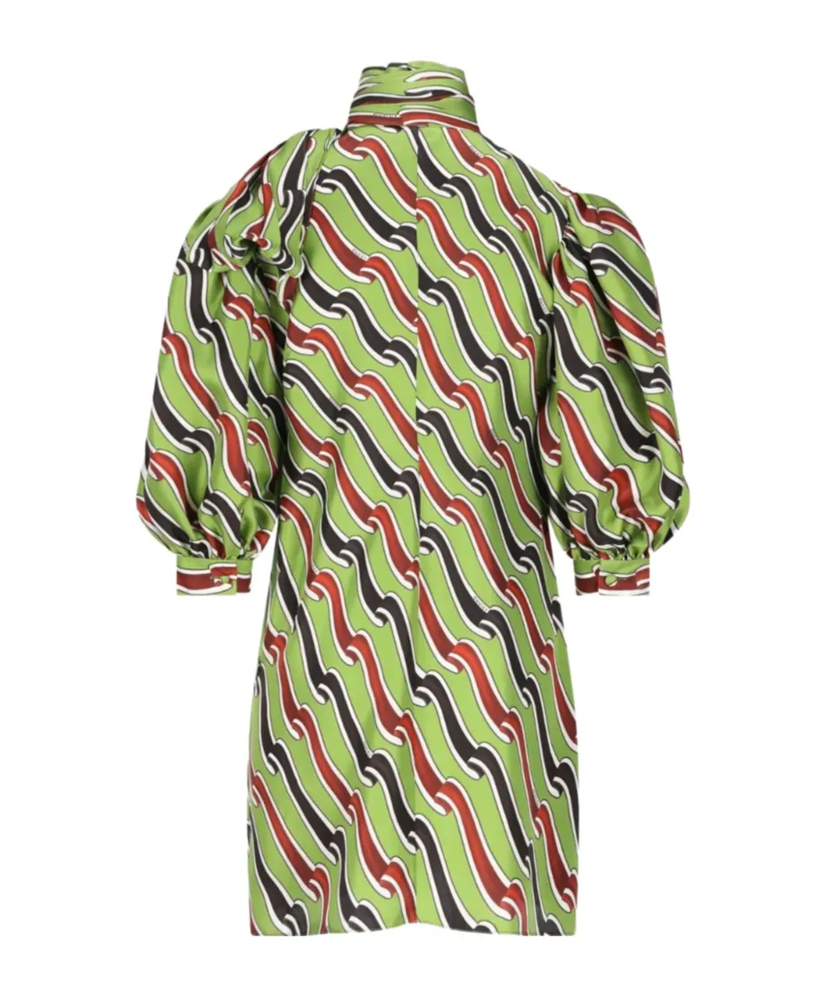 Gucci Printed Tie-Neck Midi Dress