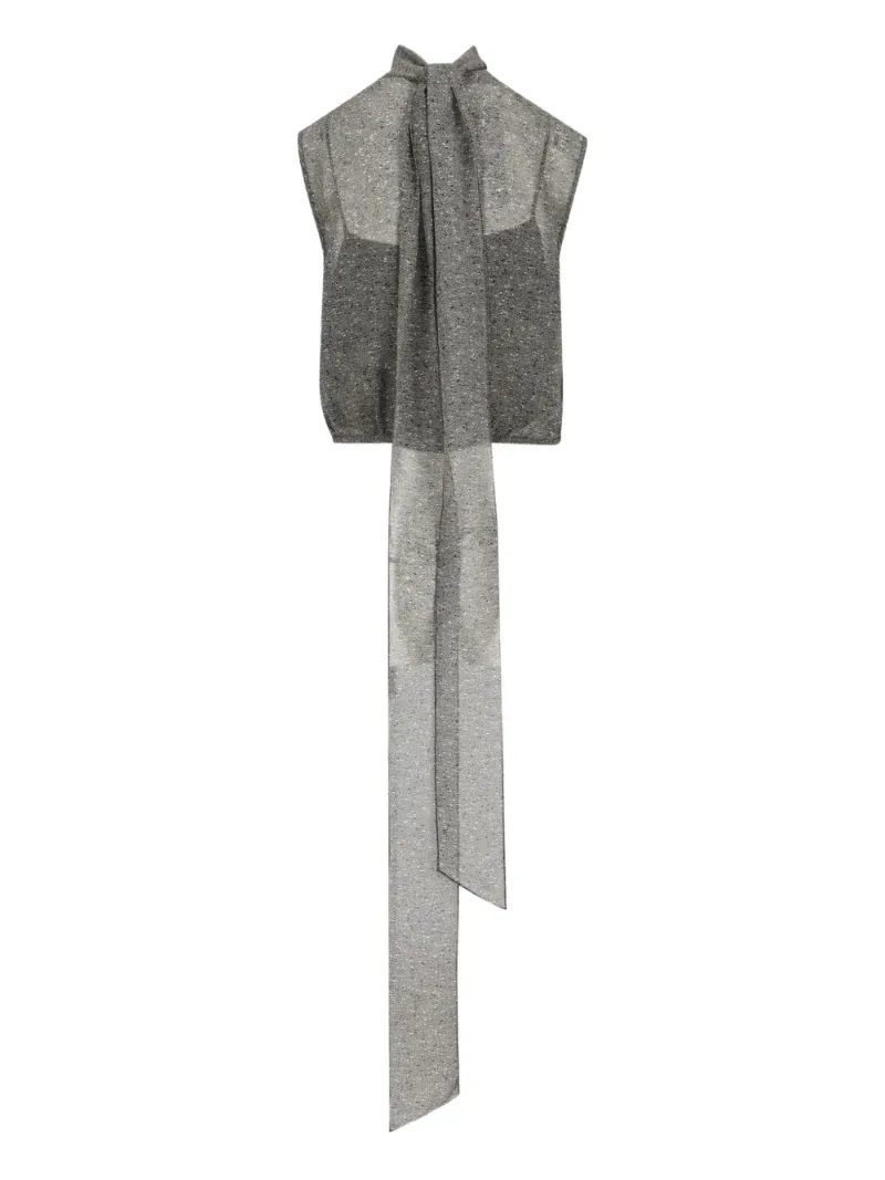 Sleeveless Bow-Detail Blouse