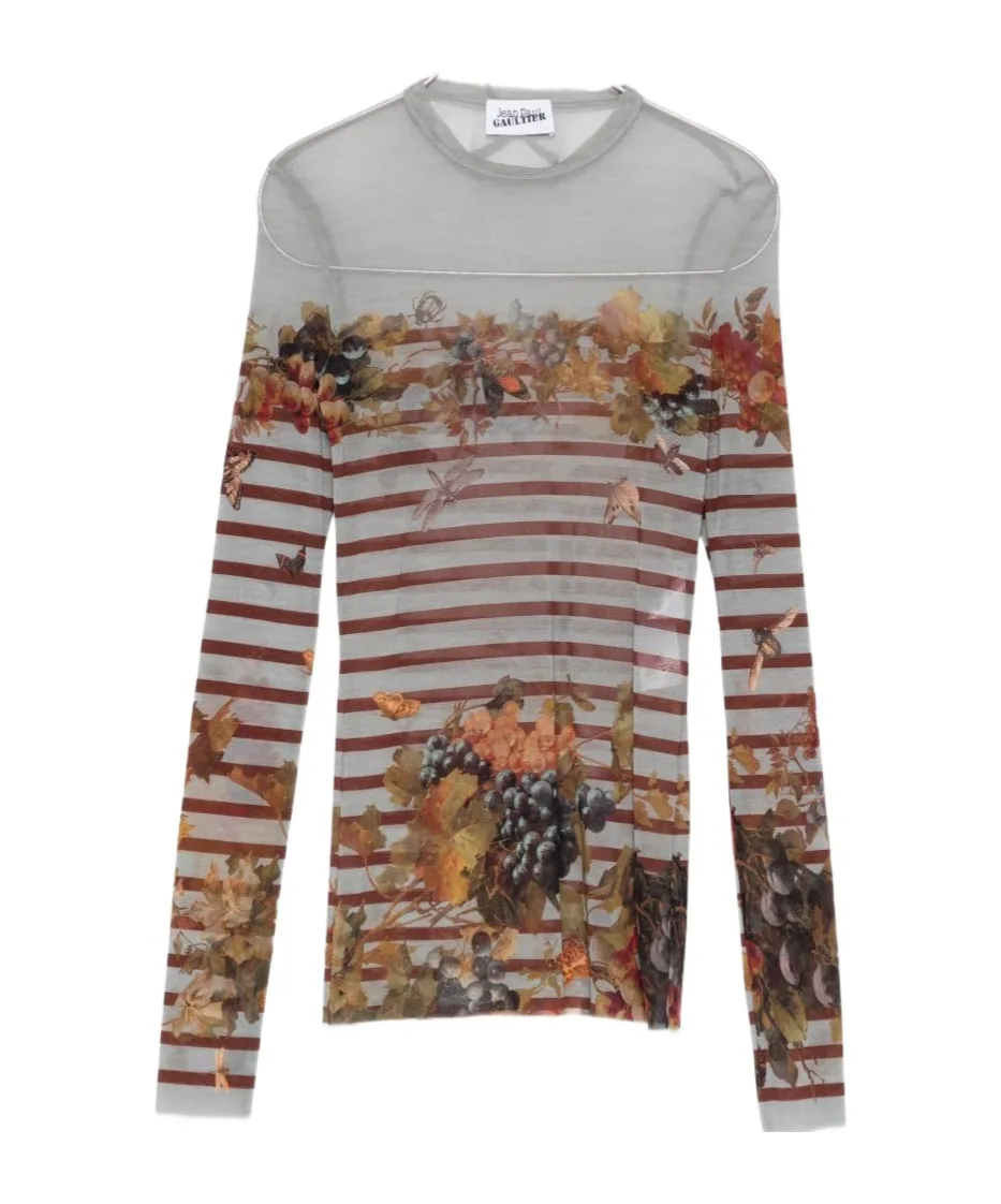 MariniÈRe Striped Grape-Print Top