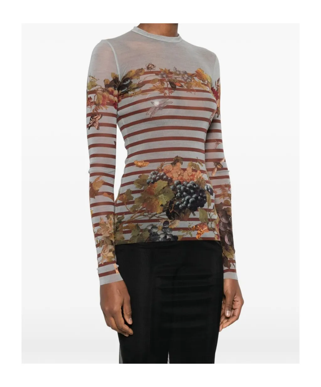 MariniÈRe Striped Grape-Print Top