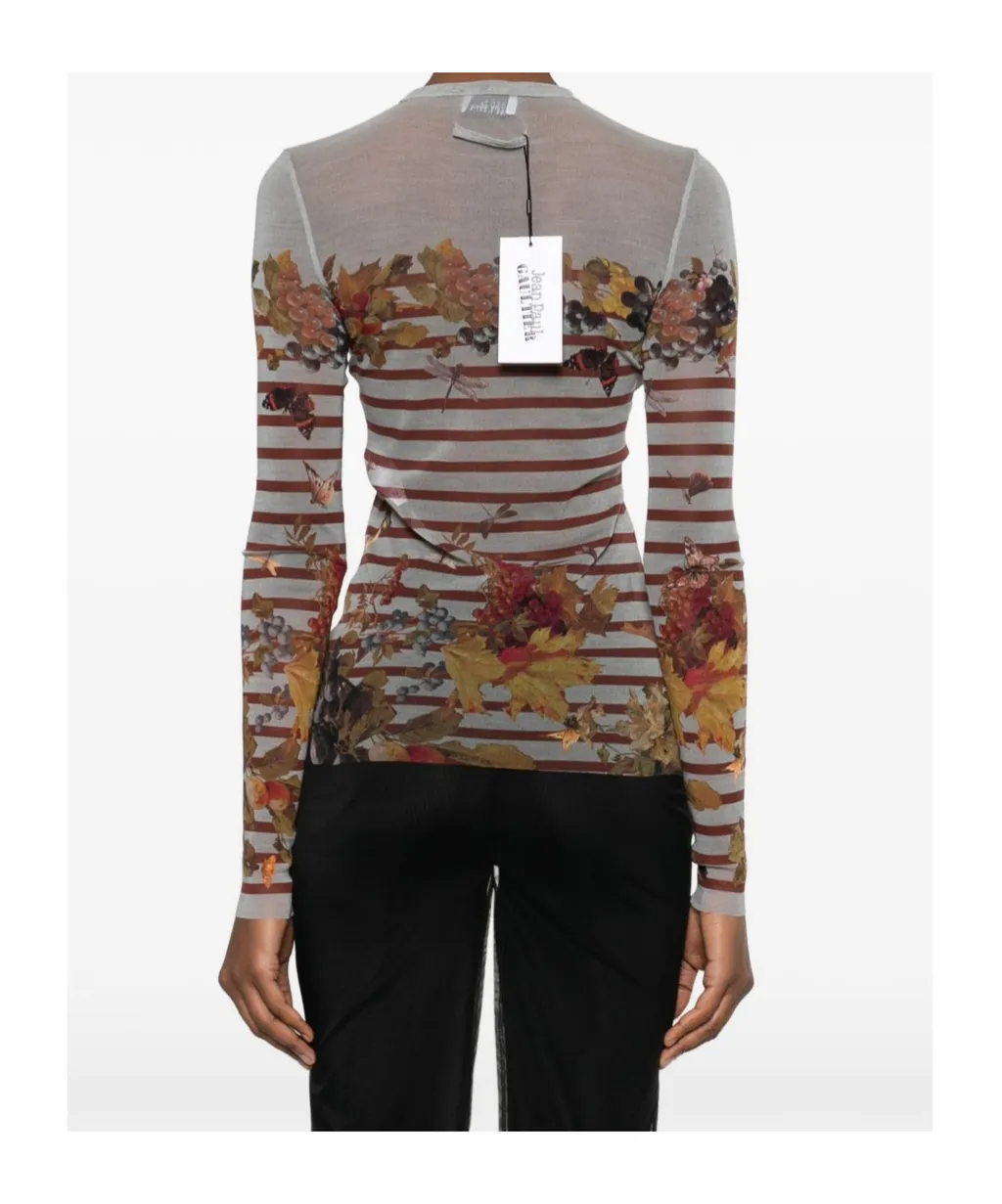 MariniÈRe Striped Grape-Print Top